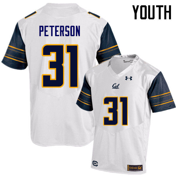 Youth #31 Chas Peterson Cal Bears (California Golden Bears College) Football Jerseys Sale-White - Click Image to Close